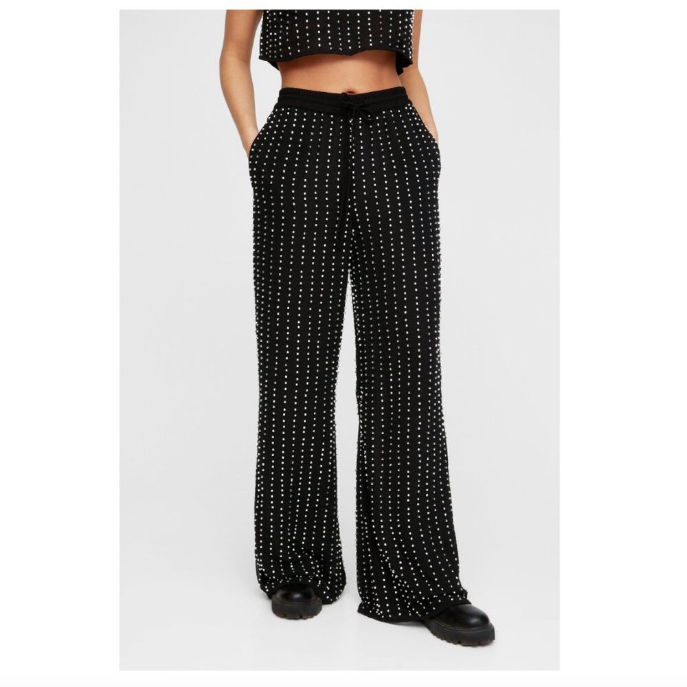 BRAND NEW - Nasty Gal Stud Hand Beaded Relaxed Leg Trouser
